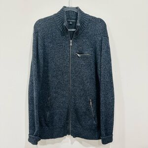 Banana Republic Men’s Grey Full Zip Wool/Cotton Sweater Sz   L  Pockets With Zip